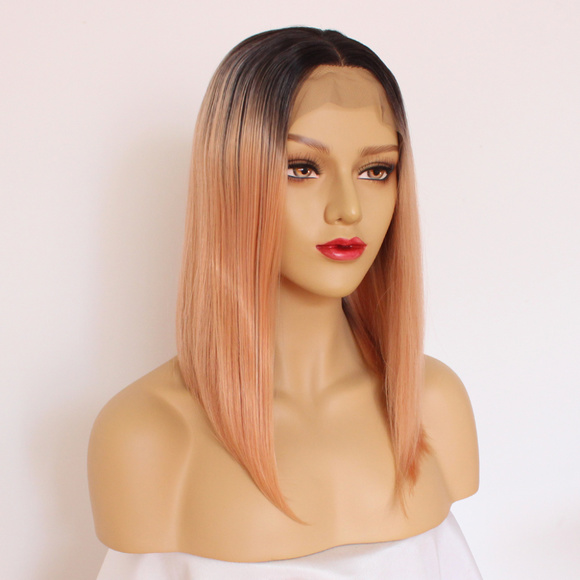 Ombre Color Straight Bob Wigs Lace Front - Picture 2 of 5